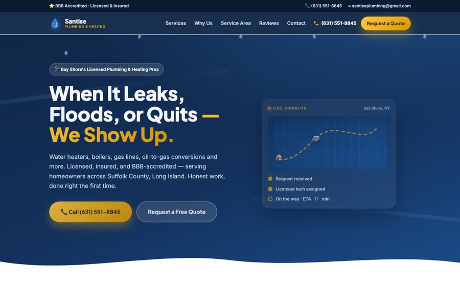 Santise Plumbing and Heating website